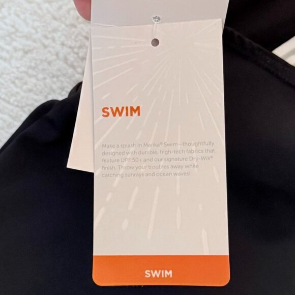 Marika Swim Tank Top Size Small Strappy Back UPF 50 Black White DryWik - Picture 4 of 9